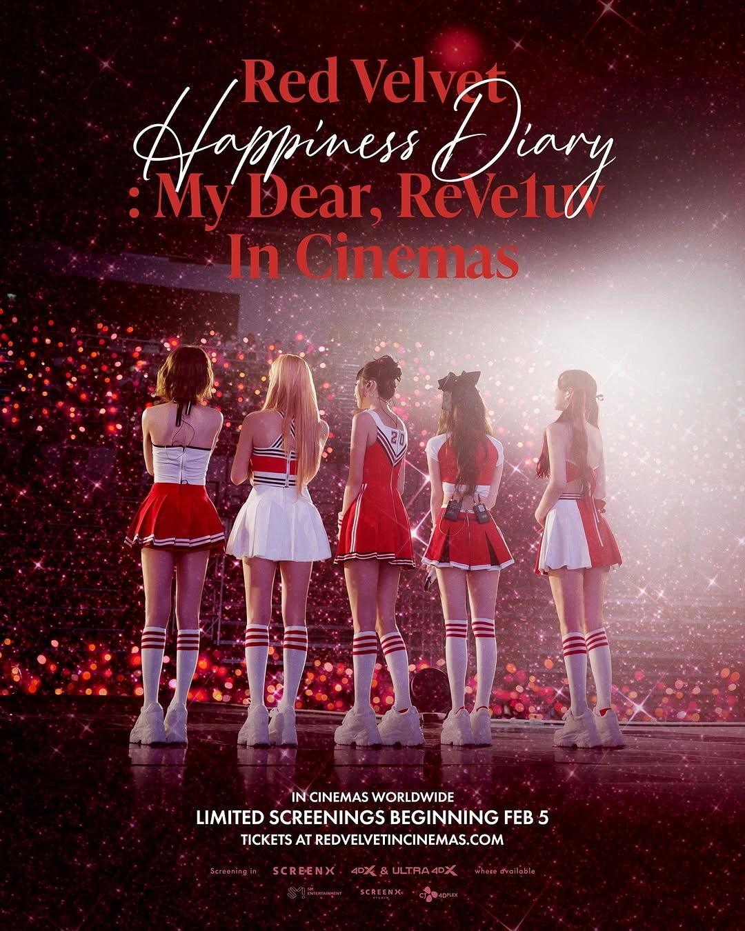 Reminisce precious memories with Red Velvet in their 10th Anniversary concert film Red Velvet Happiness Diary My Dear ReVe1uv In Cinemas In cinemas worldwide with limited screenings beginning Feb